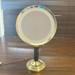 Vintage 90's Protronics Brass Magnifying Lighted Vanity Mirror Adjustable
